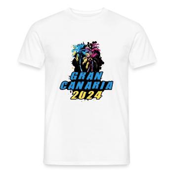 Gran Canaria 2024 Holiday Palm Trees Colorful - Men's T-Shirt - white - Front - AI Model Male 178 dark (178cm)