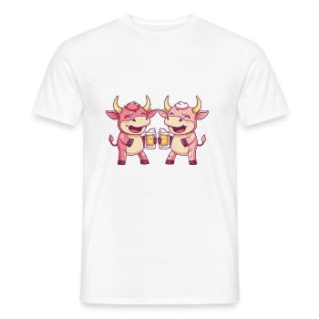 Stier Comic Bier Lustig Saufen - Männer T-Shirt - Weiß - Vorne - AI Model Male 178 dark (178cm)
