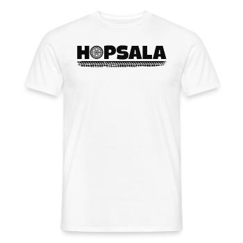 A Funny Car Tire Saying Hopsala - Men's T-Shirt - white - Front - AI Model Male 178 dark (178cm)