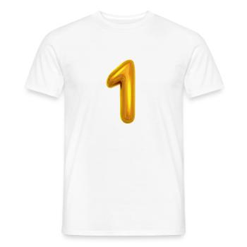 1 one gold Airballoon Birthday 1 Jahr Geburtstag - Männer T-Shirt - Weiß - Vorne - AI Model Male 178 dark (178cm)