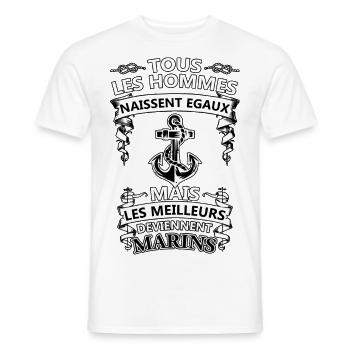 marin - T-shirt homme - blanc - Devant - AI Model Male 178 dark (178cm)