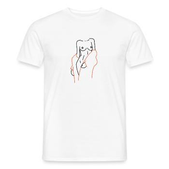 Nackte Frau im Handtuch Design Illustration - Männer T-Shirt - Weiß - Vorne - AI Model Male 178 dark (178cm)