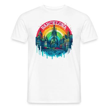 BARCELONA SPAIN LA SAGRADA FAMILIA CHURH RAINBOW - Men's T-Shirt - white - Front - AI Model Male 178 dark (178cm)