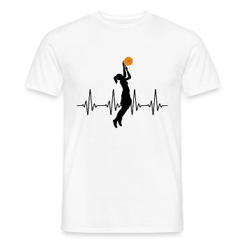 Basketball Heartbeat Gift for Women and - Men's T-Shirt - white - Front - AI Model Male 178 dark (178cm)