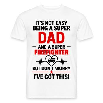 Heart + Firefighter – Super Firefighter Dad - Men's T-Shirt - white - Front - AI Model Male 178 dark (178cm)