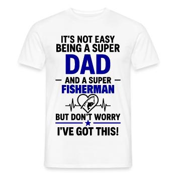 Herz + Angeln – Super Papa Angler - Männer T-Shirt - Weiß - Vorne - AI Model Male 178 dark (178cm)