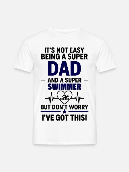Heart + Swimming – Super Dad Swimmer - Men's T-Shirt - white