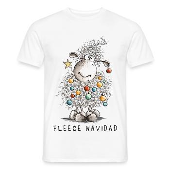 Fleece Navidad Weihnachtsschaf Cartoon Schaf - Männer T-Shirt - Weiß - Vorne - AI Model Male 178 dark (178cm)