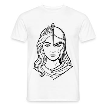 femme Princesse & guerrière  - T-shirt homme - blanc - Devant - AI Model Male 178 dark (178cm)