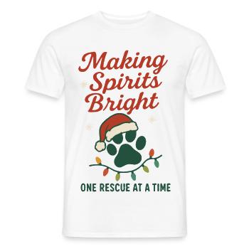 Making Spirits Bright Christmas Rescue Paw - Men's T-Shirt - white - Front - AI Model Male 178 dark (178cm)