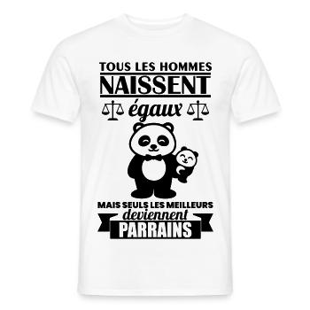 Cadeau Parrain Panda – Meilleur Parrain - T-shirt homme - blanc - Devant - AI Model Male 178 dark (178cm)
