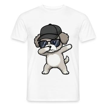 Dabbing af dutterpuddel - Mænd T-shirt - hvid - Foran - AI Model Male 178 dark (178cm)