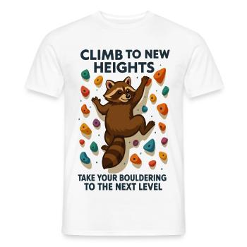 Bouldern Waschbär Motivation: Climb New Heights - Männer T-Shirt - Weiß - Vorne - AI Model Male 178 dark (178cm)