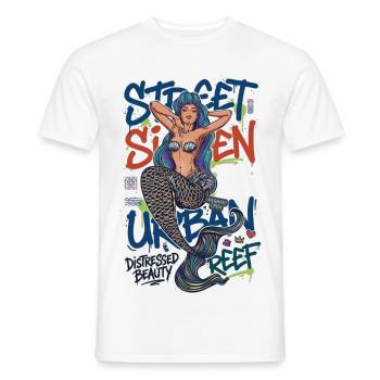 Street Siren Urban Mermaid Graffiti Streetwear Art - Men's T-Shirt - white - Front - AI Model Male 178 dark (178cm)