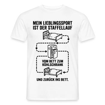 Bett und Kühlschrank Staffellauf - Männer T-Shirt - Weiß - Vorne - AI Model Male 178 dark (178cm)