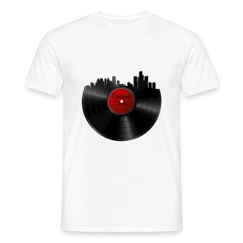Détroit vinyle - rétro techno DJ Skyline cadeau - T-shirt homme - blanc - Devant - AI Model Male 178 dark (178cm)