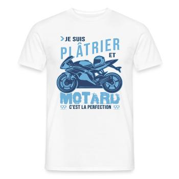 motard parfait plâtrier parfait - T-shirt homme - blanc - Devant - AI Model Male 178 dark (178cm)