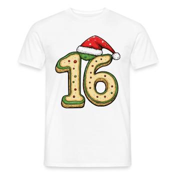 16 Number Christmas Cookie - Men's T-Shirt - white - Front - AI Model Male 178 dark (178cm)