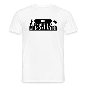 Wettkampf Team Shirt| die gestiefelten Muskelkater - Männer T-Shirt - Weiß - Vorne - AI Model Male 178 dark (178cm)
