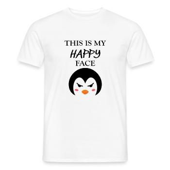 This Is My Happy Face Pinguin Geschenk - Männer T-Shirt - Weiß - Vorne - AI Model Male 178 dark (178cm)