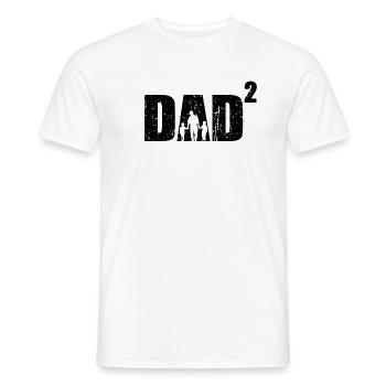 Dad to the power of 2 gift father of two dads 2 sons - Men's T-Shirt - white - Front - AI Model Male 178 dark (178cm)