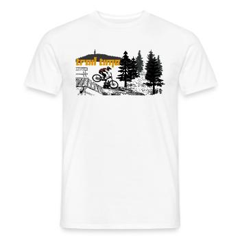 Mountain bike MTB trail time - Men's T-Shirt - white - Front - AI Model Male 178 dark (178cm)