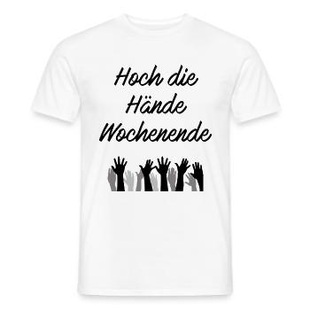 Hoch die Hände Wochenende | Geschenkidee witzig - Männer T-Shirt - Weiß - Vorne - AI Model Male 178 dark (178cm)