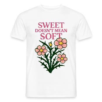 Sweet Doesn’t Mean Soft – Pixel Flower Power State - Men's T-Shirt - white - Front - AI Model Male 178 dark (178cm)