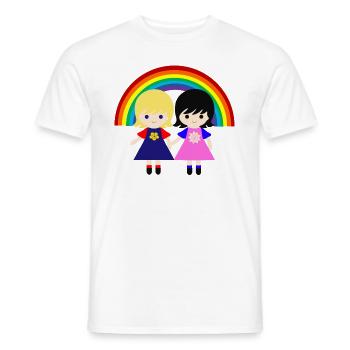 Nettes lesbisches Paar unter dem Regenbogen - Männer T-Shirt - Weiß - Vorne - AI Model Male 178 dark (178cm)