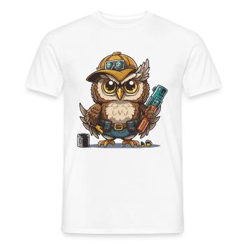 Owl Wood Works - T-shirt homme - blanc - Devant - AI Model Male 178 dark (178cm)