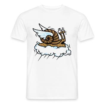 Snail with wings on a cloud - Men's T-Shirt - white - Front - AI Model Male 178 dark (178cm)