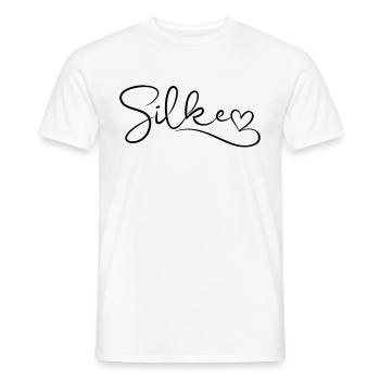 Silke Kalligrafie Name Vorname mit Herz - Männer T-Shirt - Weiß - Vorne - AI Model Male 178 dark (178cm)
