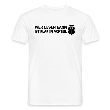Wer lesen kann ist klar im Vorteil - Männer T-Shirt - Weiß - Vorne - AI Model Male 178 dark (178cm)