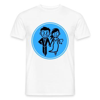 Jeunes mariés, Mariage, Mariée, Marié - T-shirt homme - blanc - Devant - AI Model Male 178 dark (178cm)