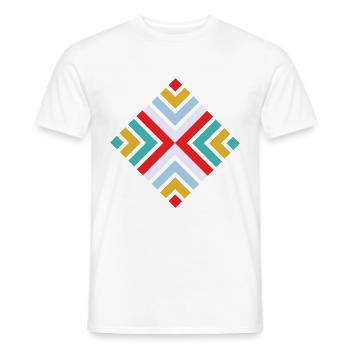 Folk geometric pattern - Men's T-Shirt - white - Front - AI Model Male 178 dark (178cm)