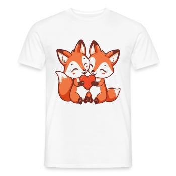 Fuchs Comic Paar Liebe - Männer T-Shirt - Weiß - Vorne - AI Model Male 178 dark (178cm)