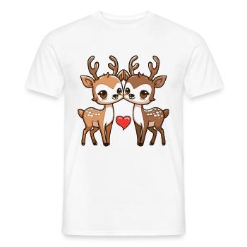 Hirsch Comic Paar Liebe - Männer T-Shirt - Weiß - Vorne - AI Model Male 178 dark (178cm)