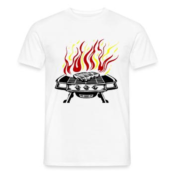 Grill Symbol Logo Fire Grilling - Men's T-Shirt - white - Front - AI Model Male 178 dark (178cm)