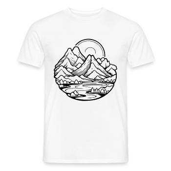 Mountains Landscape - Men's T-Shirt - white - Front - AI Model Male 178 dark (178cm)