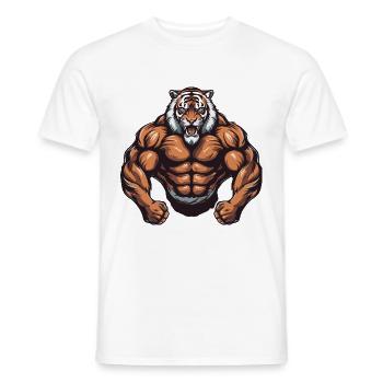 Tiger Muscles Beast Workout Gym - T-shirt homme - blanc - Devant - AI Model Male 178 dark (178cm)