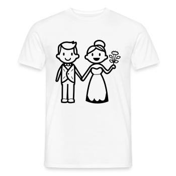 Wedding, Newlyweds, Couple - Men's T-Shirt - white - Front - AI Model Male 178 dark (178cm)