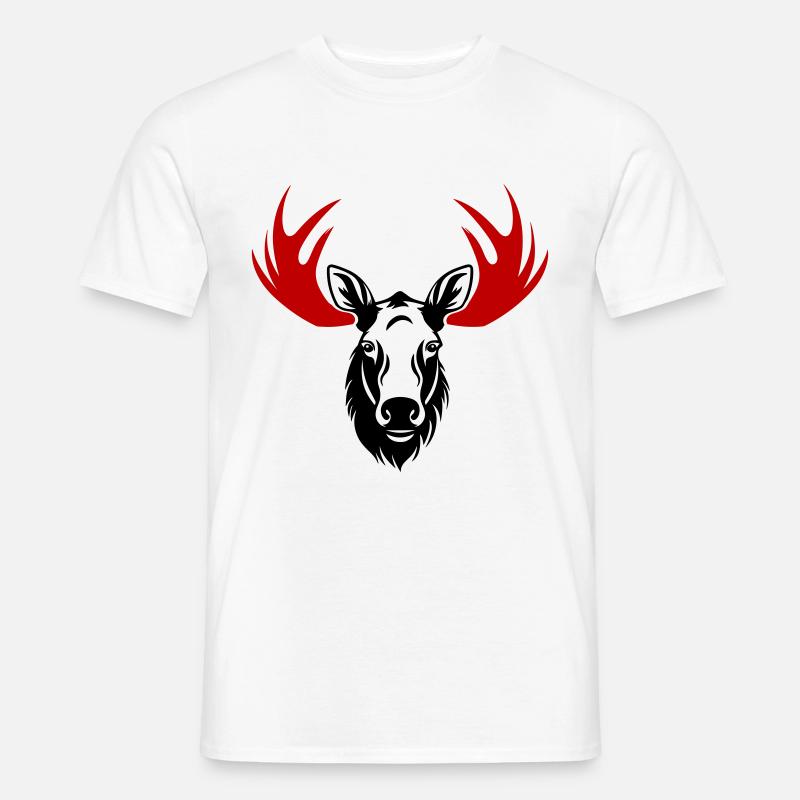 Elch Kopf - Männer T-Shirt - Weiß