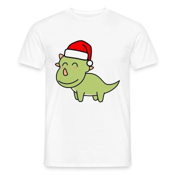 Dinosaure tricératops Noël Noël - T-shirt homme - blanc - Devant - AI Model Male 178 dark (178cm)
