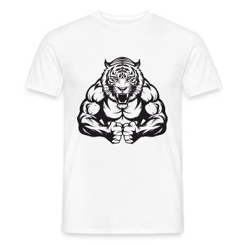 Gymnase d’entraînement Tiger Muscles - T-shirt homme - blanc - Devant - AI Model Male 178 dark (178cm)