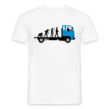 evolution_of_man_trucker_112013_a_2c - Männer T-Shirt - Weiß - Vorne - AI Model Male 178 dark (178cm)