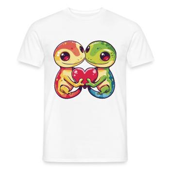 Lézard Gecko Lézard Couple Amour Couple Amoureux - T-shirt homme - blanc - Devant - AI Model Male 178 dark (178cm)