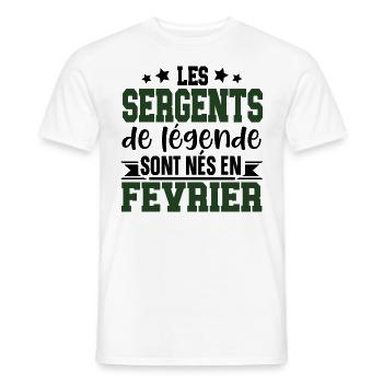 Sergent Militaire Armée Février Anniversaire - T-shirt homme - blanc - Devant - AI Model Male 178 dark (178cm)