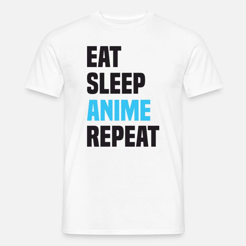 Eat Sleep Anime Repeat - Männer T-Shirt - Weiß
