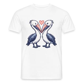 Pelikan Vogel Paar Verliebt Valentinstag - Männer T-Shirt - Weiß - Vorne - AI Model Male 178 dark (178cm)