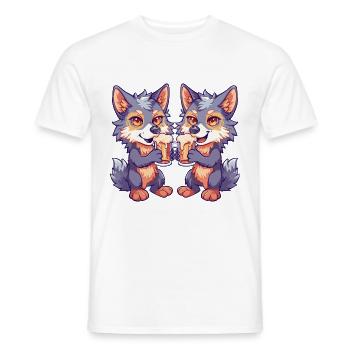 Wolf Comic Bier Lustig Saufen - Männer T-Shirt - Weiß - Vorne - AI Model Male 178 dark (178cm)